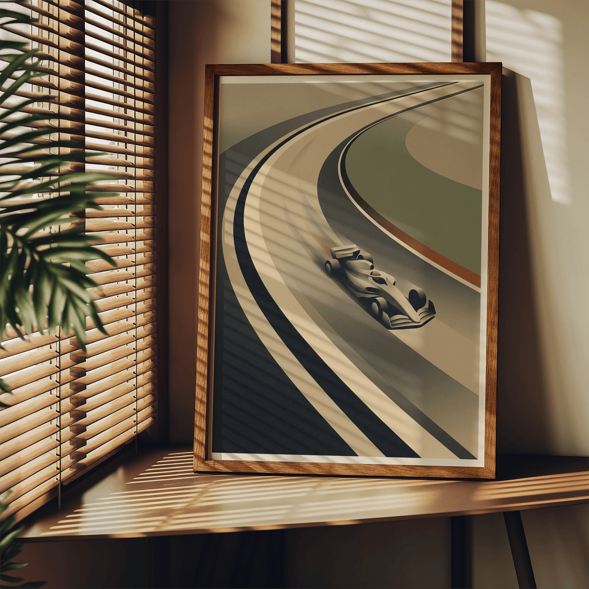 Vintage Motorsport Wall Art illustration of streamlined car in motion
