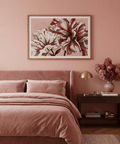 Painterly floral print poster showing two large overlapping flowers