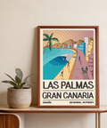 Las Palmas Art Print graphic seaside poster with surfers