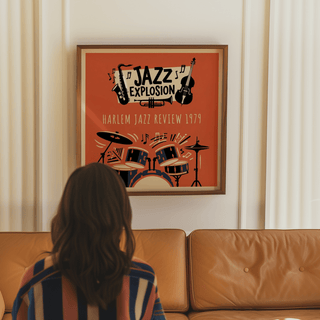 Harlem Jazz Art Print with instruments for entryway wall art