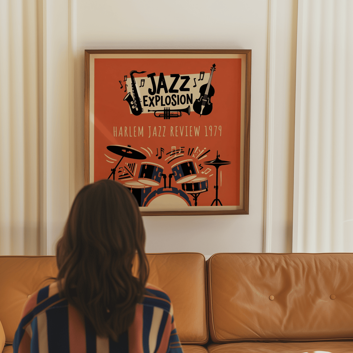 Harlem Jazz Art Print with instruments for entryway wall art