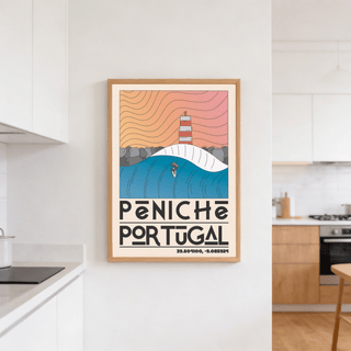 Living room scene featuring vintage style Madrid monument illustration