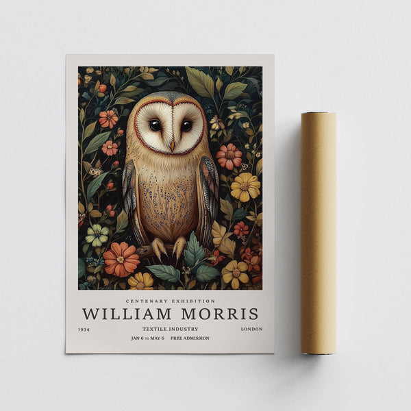 Floral-rich owl prints with deep background for moody art walls