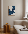 Blue Line Wall Art print with blue and beige, ideal for office