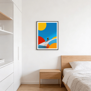 Abstract Bike Poster with lone cyclist and sweeping curve composition