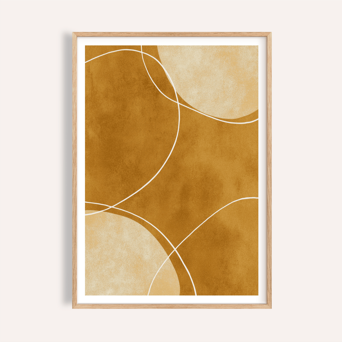 Abstract arcs wall art poster with curved shapes and white linework