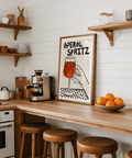 Modern Aperol Spritz Print in orange, black, and white for living room decor