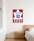 Graphic football shirt poster showing bold 10 numeral and custom name area