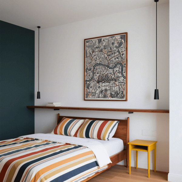 Close-up of London City Map Wall Art showing Camden and Shoreditch labels