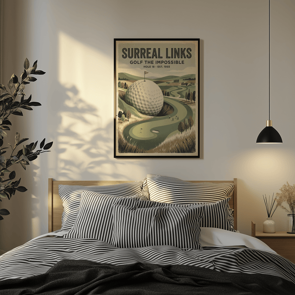 Fantasy Golf Wall Art wall decor showing a flag-topped giant ball and a looping fairway
