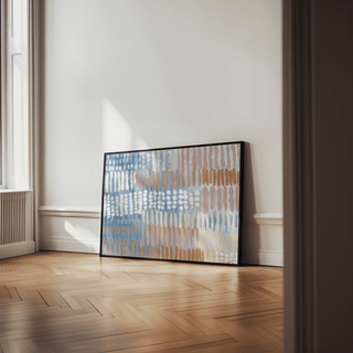Contemporary Abstract Print with Blue Pink Beige, bedroom modern poster