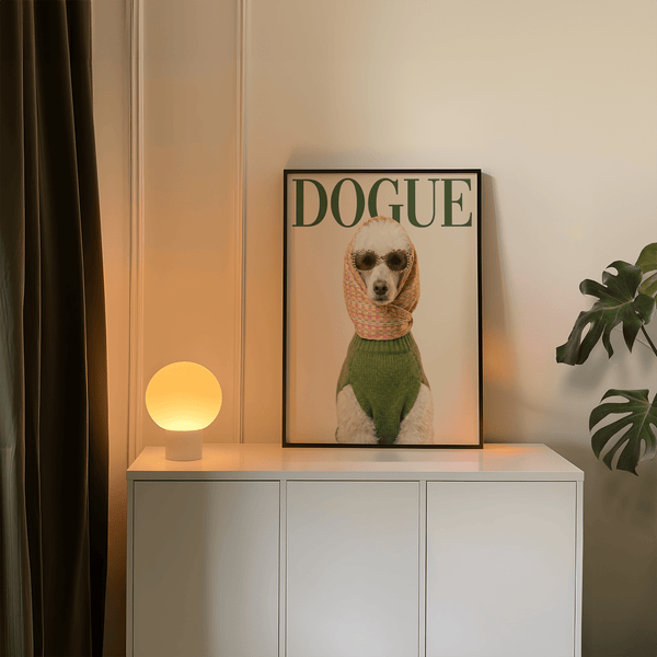 Fashion Poodle Wall Art featuring poodle in scarf for chic living room wall art