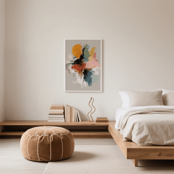 Colorful Abstract Art Print in vibrant multicolored brushstrokes for office print