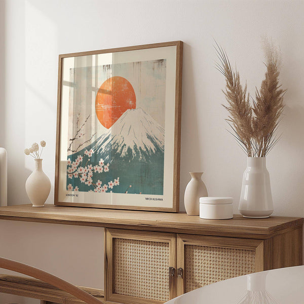 Square Print with soft cherry blossom accents