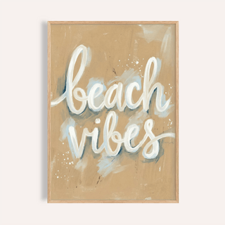 Beach Vibes Wall Art in Beige and White for living room print
