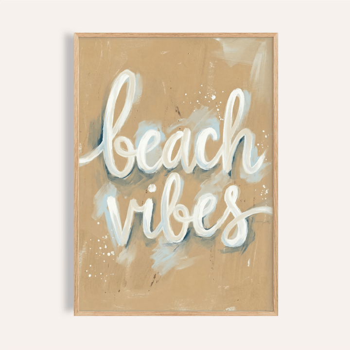 Beach Vibes Wall Art in Beige and White for living room print