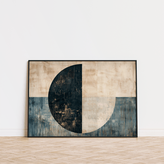 Modern Art Poster using Blue and Beige in abstract geometric style for hallway wall art