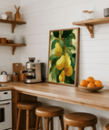 Pear Wall Art featuring botanical yellow pears for dining room poster