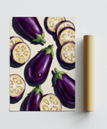 Purple Aubergines Art Print as kitchen wall art vibrant poster