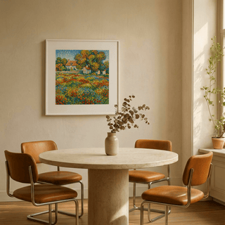 Colorful Floral Landscape Art with red accents for living room art print