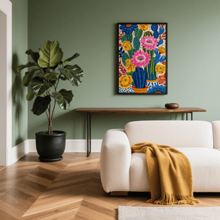 Colorful Botanical Wall Art showing pink blooms, great for nursery art print