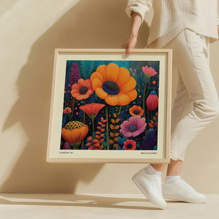 Japanese modern art with dynamic flowers and expressive colours