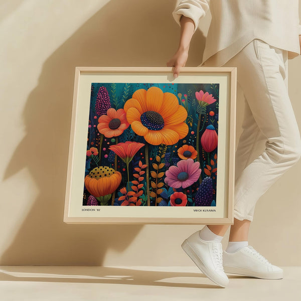 Japanese modern art with dynamic flowers and expressive colours