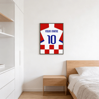 Centered jersey graphic Croatia Football Shirt Poster showing YOUR NAME above 10