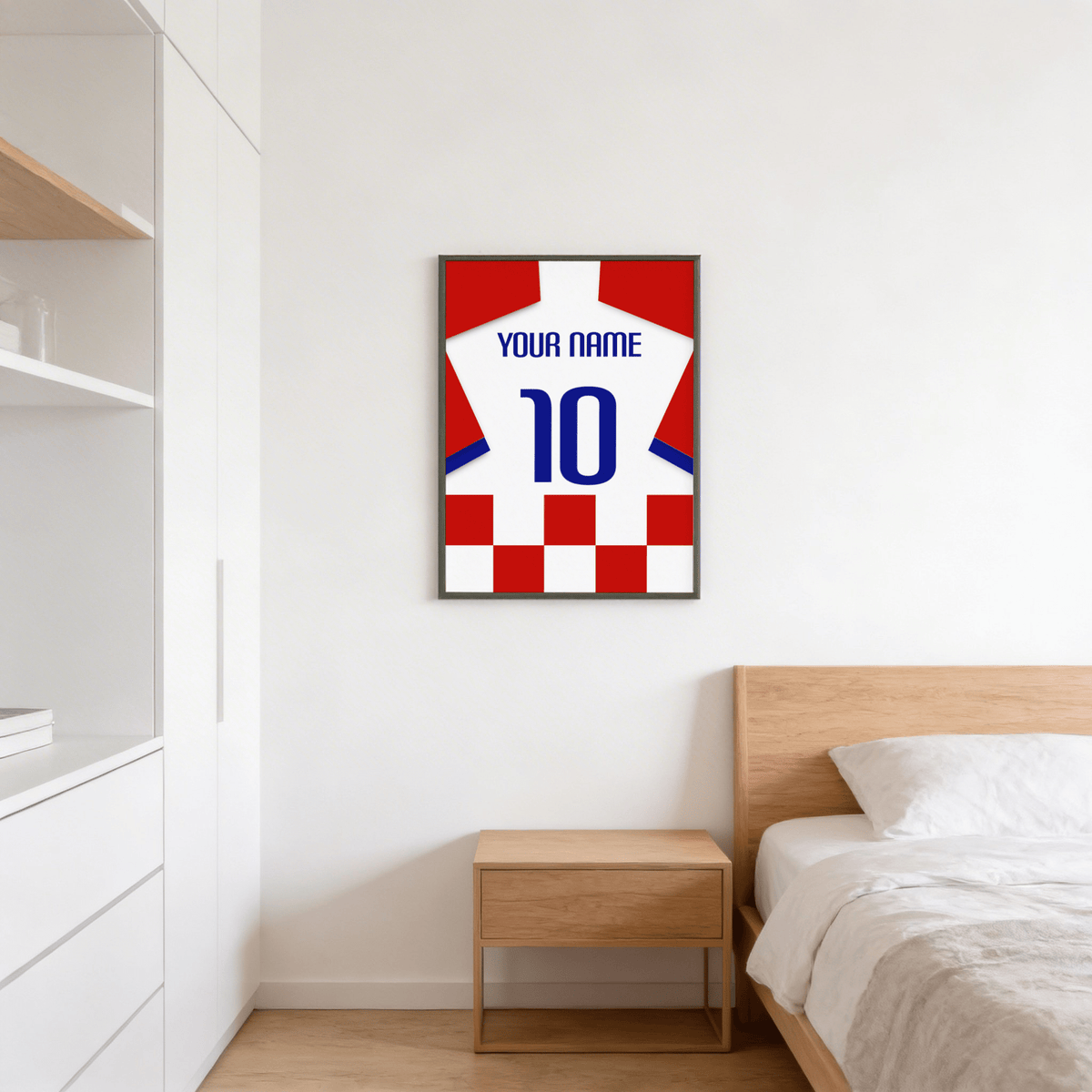 Centered jersey graphic Croatia Football Shirt Poster showing YOUR NAME above 10
