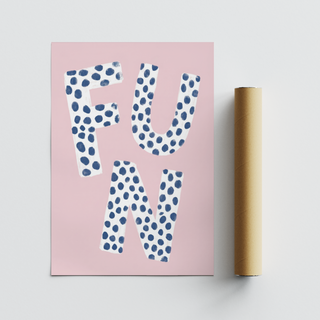 Fun Typography Wall Art print featuring oversized FUN lettering with dotted fill