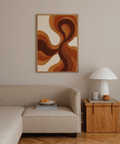 Organic Line Poster art print with flowing brown lines, modern decor