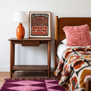 Decorative ornamental poster print with radiating eye and curving icons