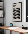 Monochrome Bauhaus Design Poster styled in a minimalist office space.