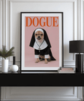 Chihuahua Nun Costume Art wall art for kid’s room, Pink Red Black White palette