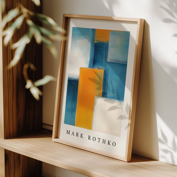 statement blue and yellow wall art with vibrant contrast