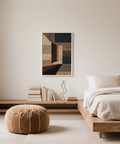 Modern Abstract Geometric Wall Art with Beige tones for living room