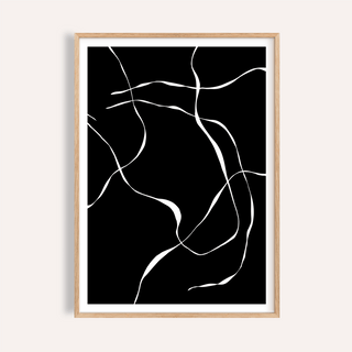 Abstract Lines Art Print hanging in living room setting