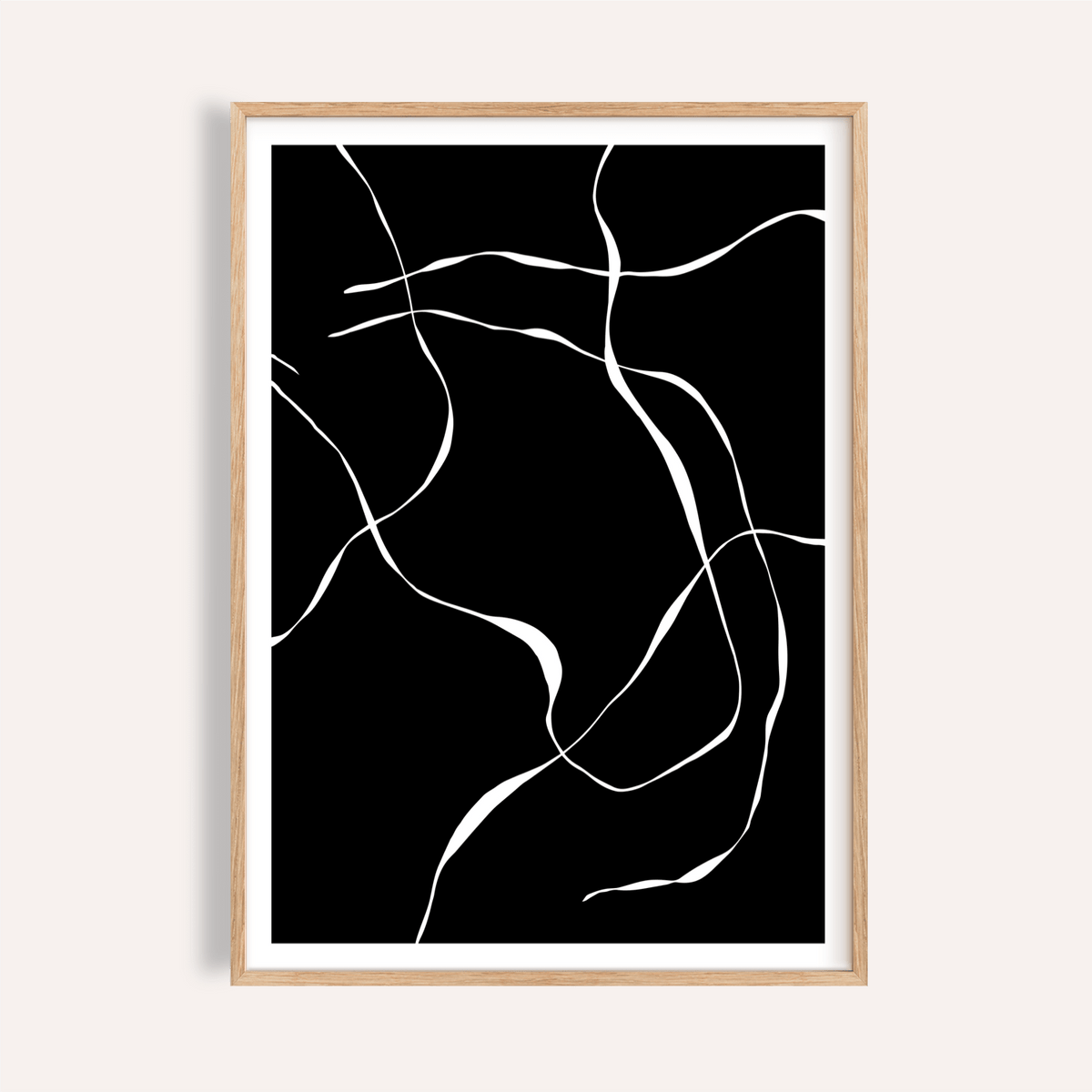 Abstract Lines Art Print hanging in living room setting