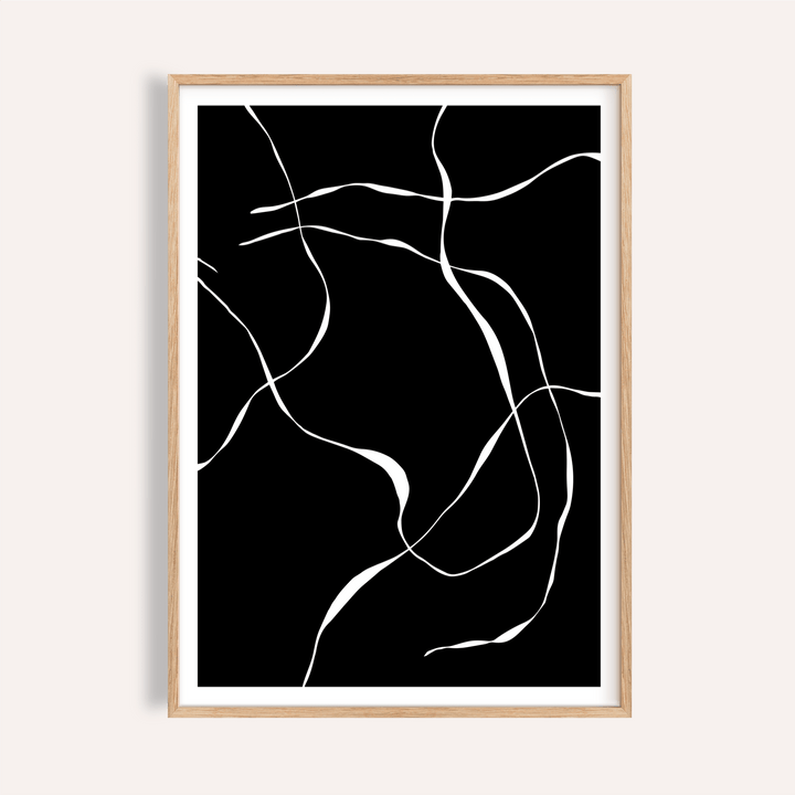 Abstract Lines Art Print hanging in living room setting
