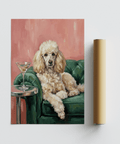 Elegant Poodle Wall Art with Pink background, perfect for lounge wall art