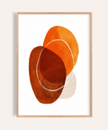 Layered oval abstract wall art print with thin ring line and grain texture