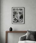 Animal Portrait Art wall art featuring paired elephants in a high-contrast monochrome photo