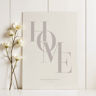 Home Beige Personal Print with personalized family name, beige for office