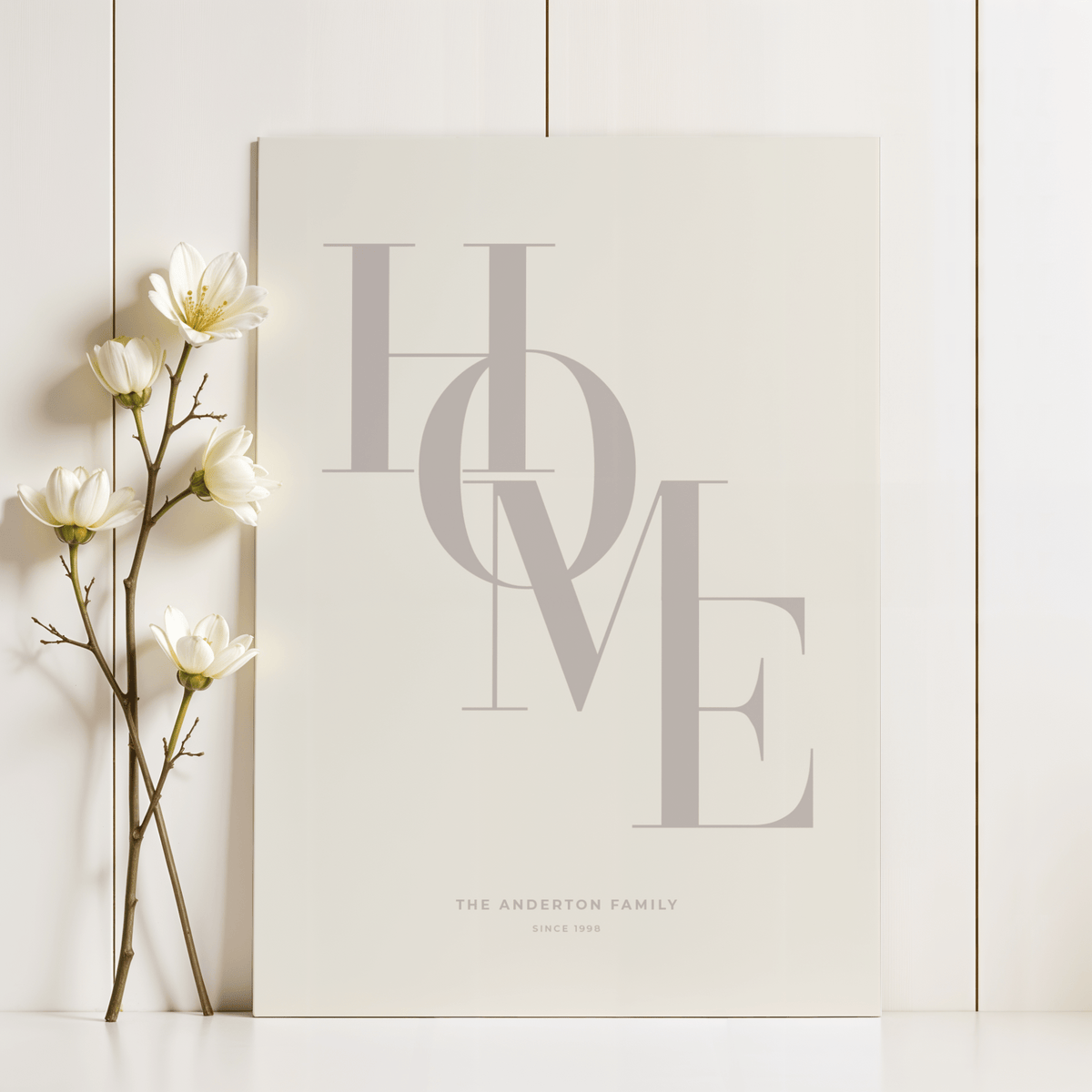 Home Beige Personal Print with personalized family name, beige for office