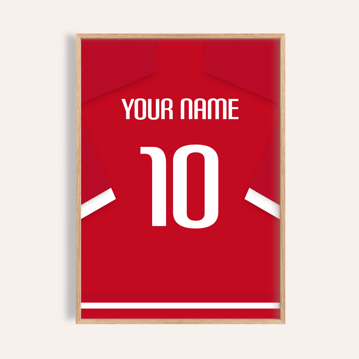 Switzerland Football Shirt Poster showing red jersey back with YOUR NAME and number 10