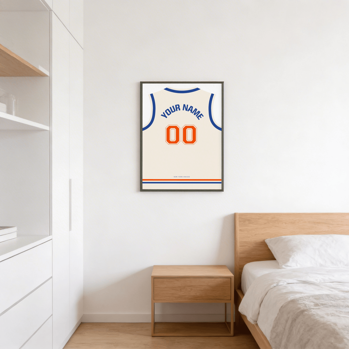 Centered jersey back poster print with YOUR NAME text and large 00 numerals
