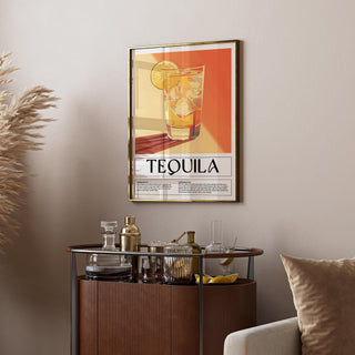Golden tequila cocktail artwork for stylish home bar wall decor


