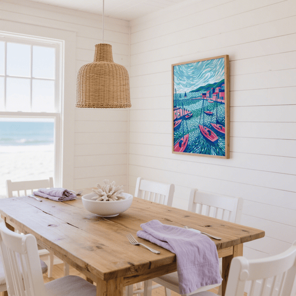 Sailboats Wall Art featuring green water, perfect bedroom decor print