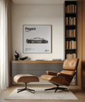 Black framed look Pagani Huayra Art Print, white and gray highlights