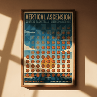 Middle area of Abstract Sports Wall Art featuring stacked basketball motifs and dotted bounce lines